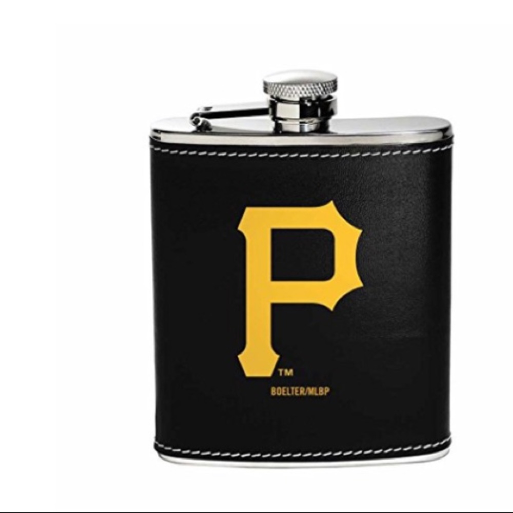 MLB Pittsburg Pirates 6 oz Stainless Steel Leather Wrapped Flask
